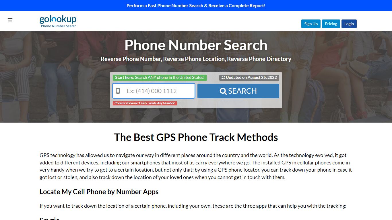 Locate My Cell Phone by Number, GPS Phone Locator - GoLookUp